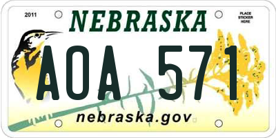 NE license plate AOA571
