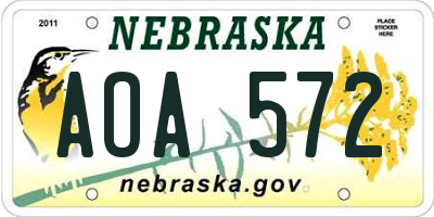 NE license plate AOA572