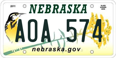 NE license plate AOA574
