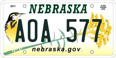 NE license plate AOA577