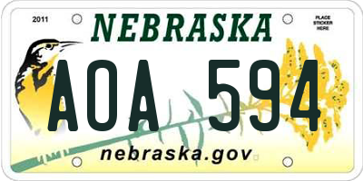 NE license plate AOA594