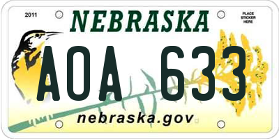 NE license plate AOA633