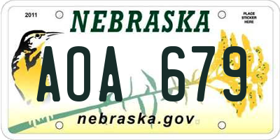 NE license plate AOA679