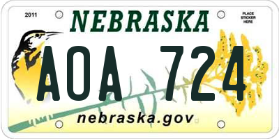 NE license plate AOA724