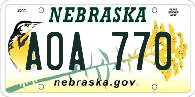 NE license plate AOA770