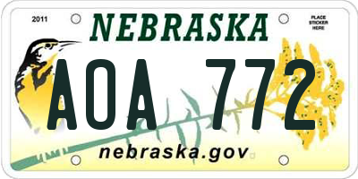 NE license plate AOA772