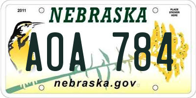 NE license plate AOA784