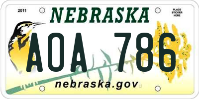 NE license plate AOA786