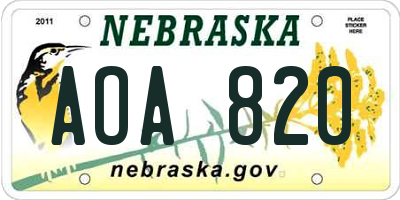 NE license plate AOA820