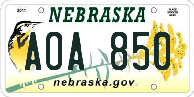 NE license plate AOA850