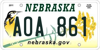 NE license plate AOA861