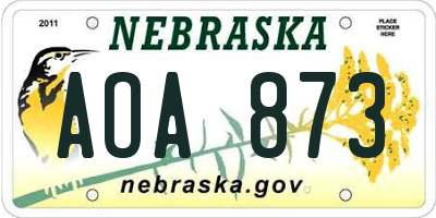 NE license plate AOA873
