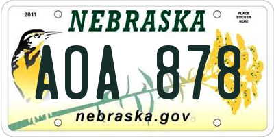 NE license plate AOA878