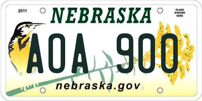 NE license plate AOA900