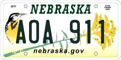 NE license plate AOA911