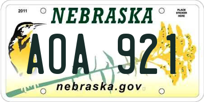 NE license plate AOA921