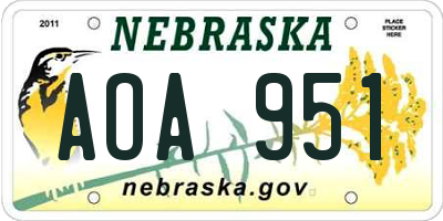 NE license plate AOA951