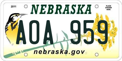 NE license plate AOA959