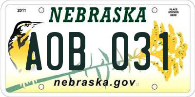 NE license plate AOB031