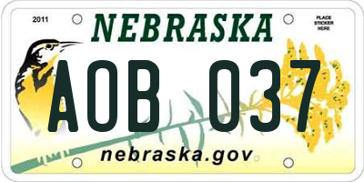 NE license plate AOB037