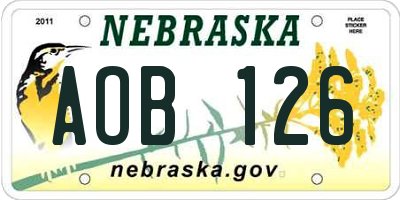 NE license plate AOB126