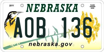NE license plate AOB136