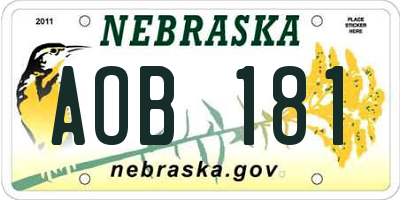 NE license plate AOB181