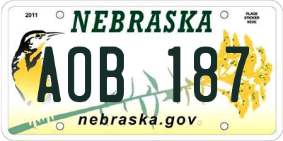 NE license plate AOB187