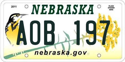 NE license plate AOB197