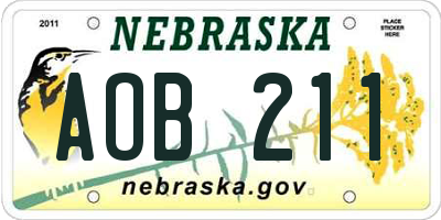 NE license plate AOB211