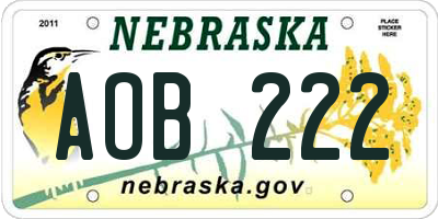NE license plate AOB222