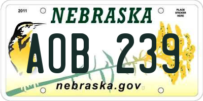 NE license plate AOB239