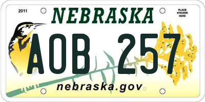 NE license plate AOB257