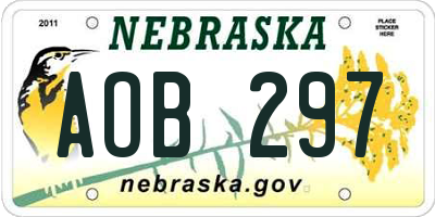 NE license plate AOB297