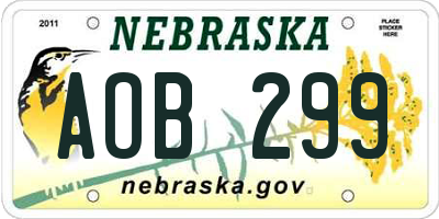 NE license plate AOB299