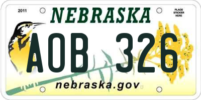 NE license plate AOB326