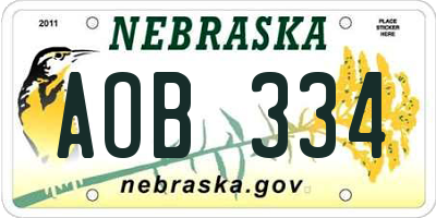 NE license plate AOB334