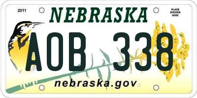 NE license plate AOB338