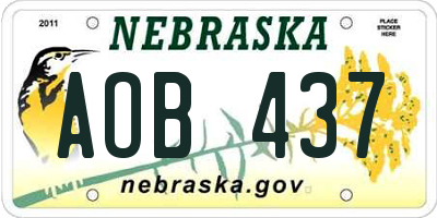 NE license plate AOB437