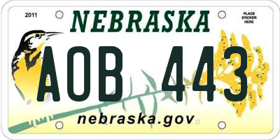 NE license plate AOB443