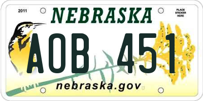 NE license plate AOB451