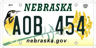 NE license plate AOB454