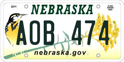 NE license plate AOB474