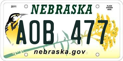 NE license plate AOB477