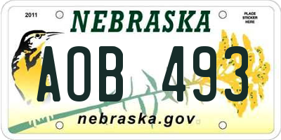 NE license plate AOB493