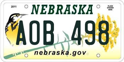 NE license plate AOB498