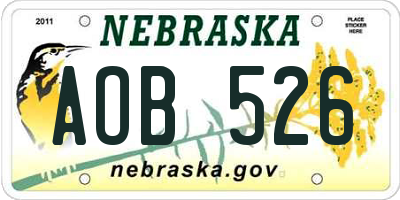 NE license plate AOB526
