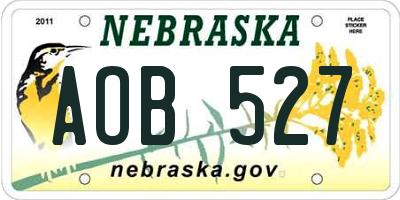 NE license plate AOB527