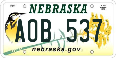 NE license plate AOB537