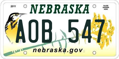 NE license plate AOB547